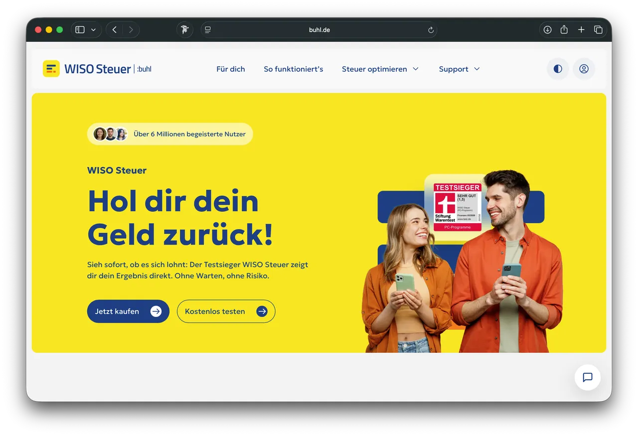 Screenshot von WISO Steuer